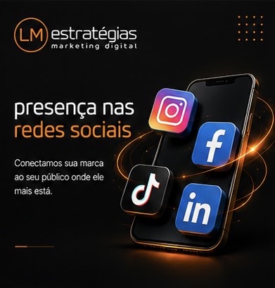 Presença nas redes sociais: conectamos sua marca ao seu público onde ele mais está.